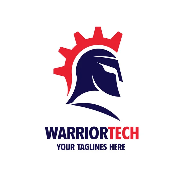 Tech Warrior Logo Template Design Vektor Emblem Design Concept Creative — Stockvektor