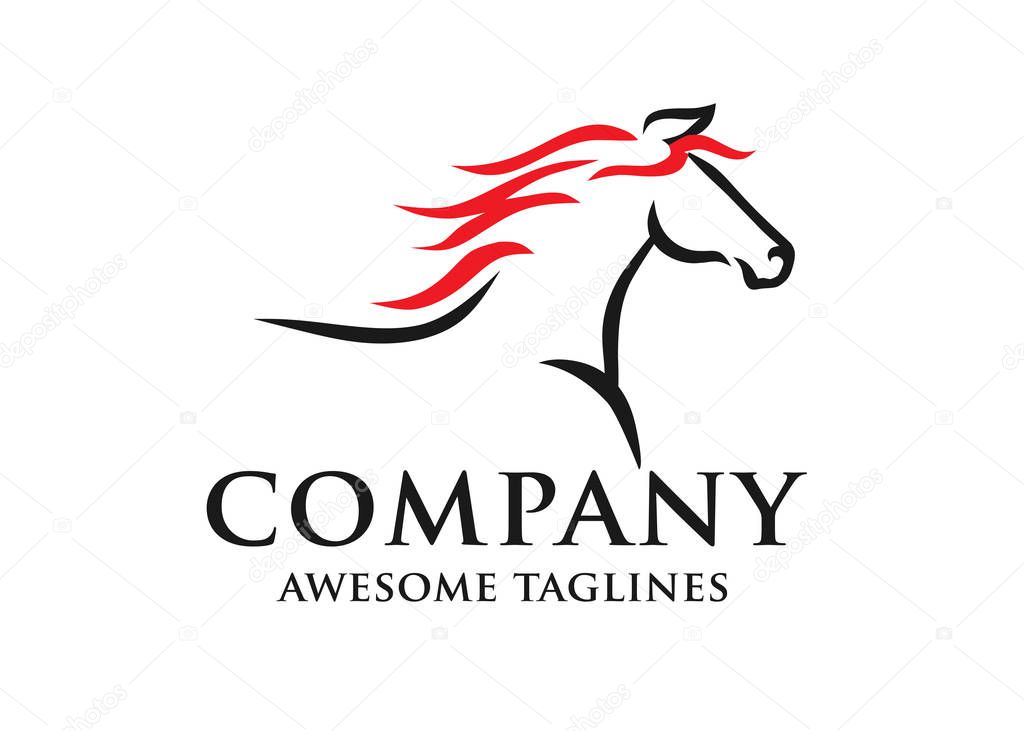 simple horse sketch racing logo template,  equestrian logo vector