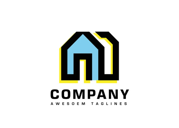 Linhas Criativas Para Fora Cor Vetor Design Logotipo Casa —  Vetores de Stock
