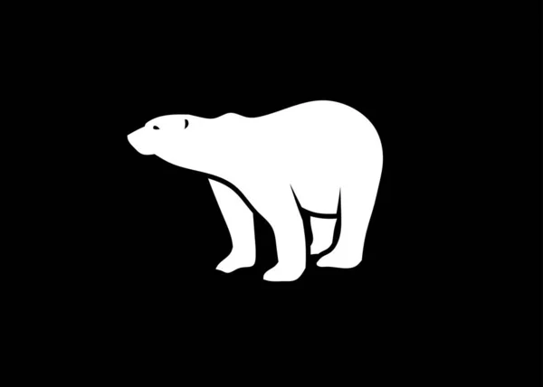 Polar Bear Vector Silhouette Illustration Black Background — Stok Vektör