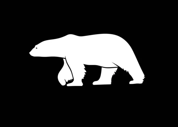 Eisbär Vektorsilhouette Auf Schwarzem Hintergrund — Stockvektor