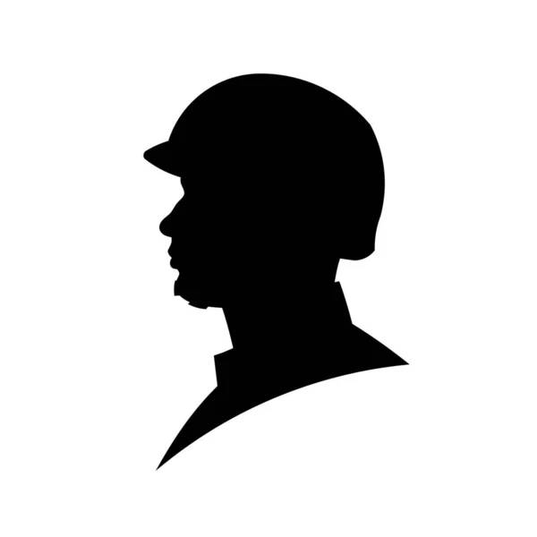 Silhouet Van Militaire Hoofd Illustratie Militaire Man Soldaat Side View — Stockvector