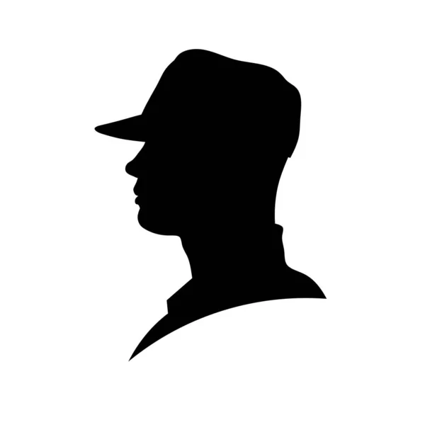 Silhouette Military Head Illustration Military Man Soldier Side View — 스톡 벡터