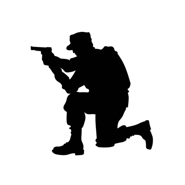 Silhouette Military Illustration Military Man Soldier Side View — Archivo Imágenes Vectoriales