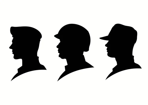 Silhouette Des Militärischen Kopfes Illustration Militär Mann Soldat Seitenansicht — Stockvektor