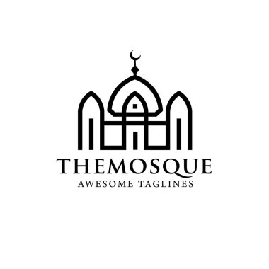  minimalist mosque building logo vector simple luxury icon illustration design