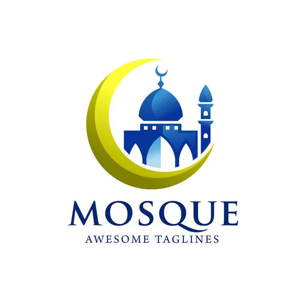 Bâtiment Mosquée Minimaliste Logo Vecteur Icône Luxe Simple Illustration Design — Image vectorielle