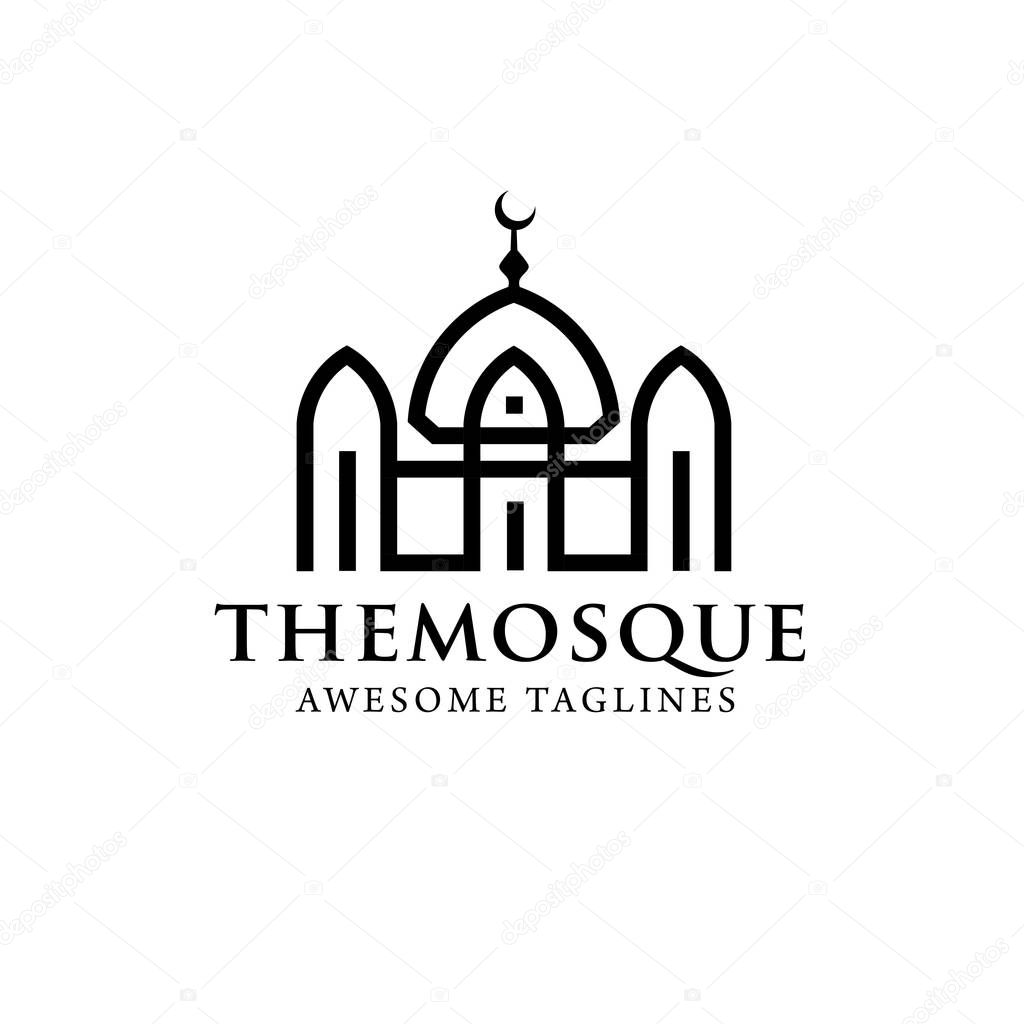  minimalist mosque building logo vector simple luxury icon illustration design