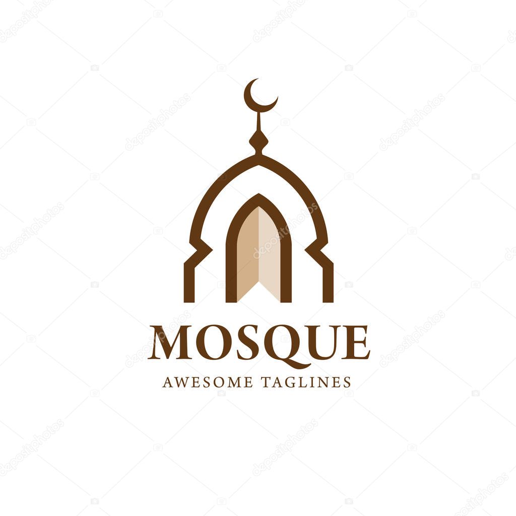 Minimalist mosque building logo vector simple luxury icon illustration design