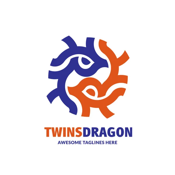 Abstract Twins Dragon Circle Geometric Shape Vector Design — Stock Vector