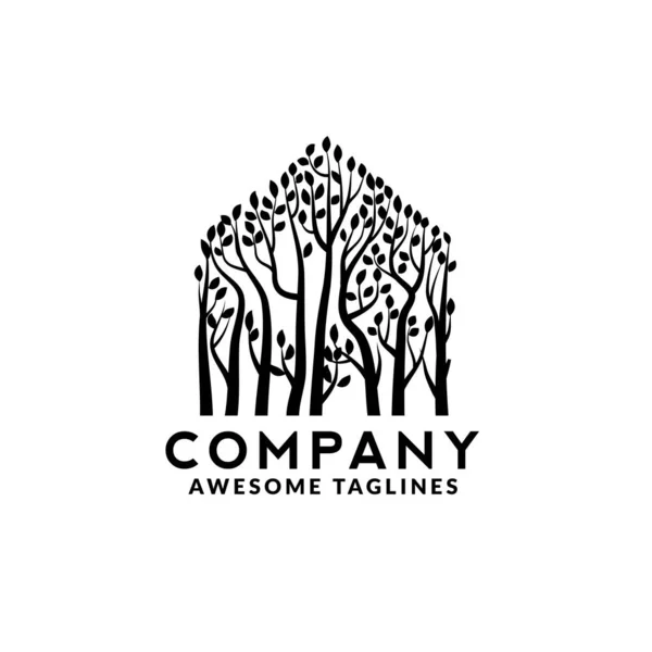 Logotipo Ilustração Casa Árvore Para Negócio Relacionado Aos Cuidados Ambientais —  Vetores de Stock