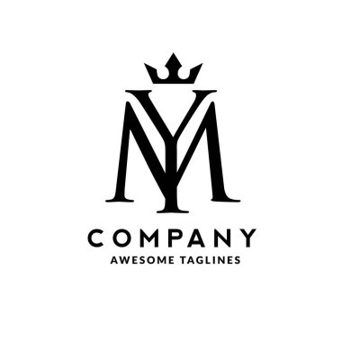Crown logo vektörü ile ilk harf ym, Yaratıcı Harf Logo Vektörü İllüstrasyonu.