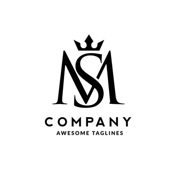 Elegante Lettera Iniziale Con Corona Logo Vettoriale Creative Lettering Logo — Vettoriale Stock