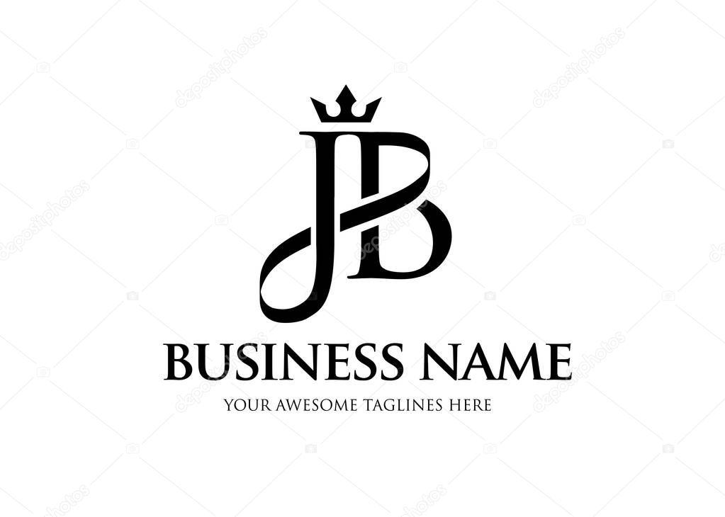 Elegant initial letter jb with crown logo vector, Creative Lettering Logo Vector Illustration.