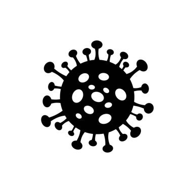 Soyut virüs ikonu siyah renkli COVID-19, Roman Coronavirus. Covid-19 hastalık önleme işareti