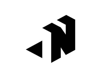 modern ve basit ilk harf N ile negatif uzay biçimi çizimi