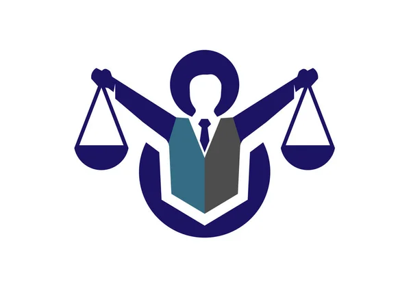 Man Holding Scales Justice Logo Law Attorney Logo Design — Stock Vector