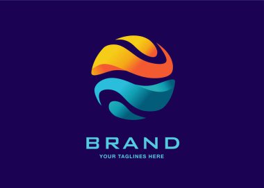 Global işletme logosu için yaratıcı küre renk soyut kavramı