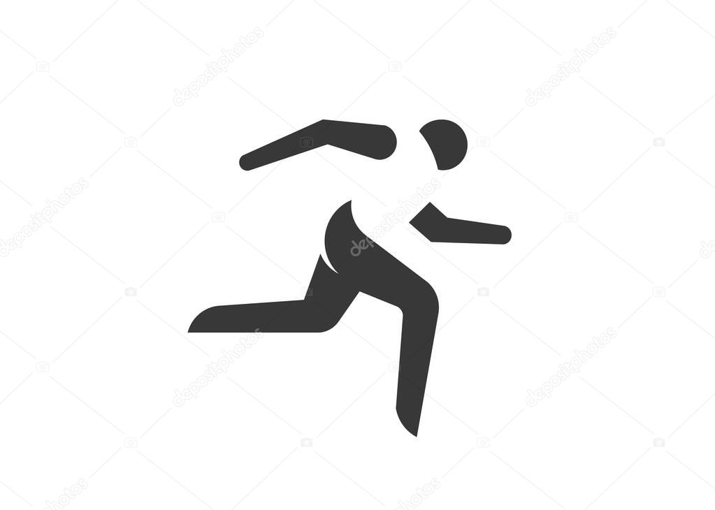 monogram color Running man, athletics, marathon, summer sport, run icon isolated on white background