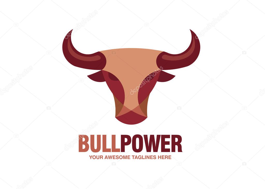 Simple Bull head vector logo concept illustration, Buffalo head logo, Bull head logo