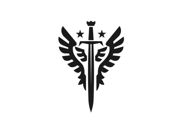 Espada Asas Monograma Cor Logotipo Vetor Modelo Ilustração — Vetor de Stock