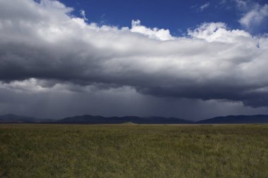 Bozkır üzerinde uzanan yağmur açık.