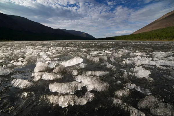 Ett Virrvarr Fragment Ytan Sjön Tomponsky Distriktet Yakutia — Stockfoto