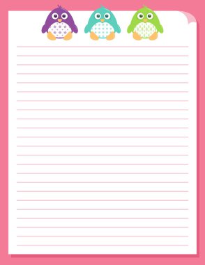 Şirin mutlu desenli penguenler Kırtasiye