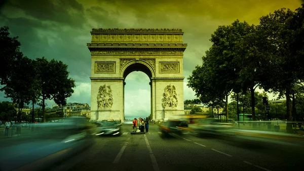 Arc de Triomphe Paris city at sunset - Arch of Triumph — Stock Photo, Image