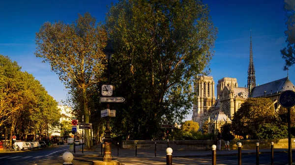 A França. PARIS - OUTUBRO 21, 2016: Turistas que visitam a Catedral Notre Dame de Paris é uma catedral mais famosa (1163 - 1345) na metade oriental da ilha de Cite — Fotografia de Stock