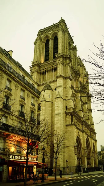 A França. PARIS - OUTUBRO 21, 2016: Turistas que visitam a Catedral Notre Dame de Paris é uma catedral mais famosa (1163 - 1345) na metade oriental da ilha de Cite — Fotografia de Stock