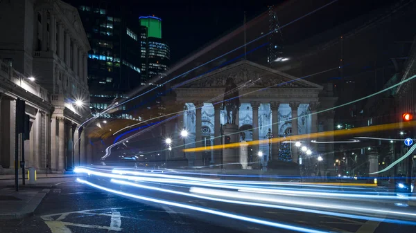 View of the Royal exchange near the Bank of England, in the City of London — Stock Photo, Image