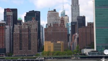 Güzel nefes kesen Manhattan siluetinin Long Island City New York, geniş Onu, Birleşmiş Milletler Genel Merkezi, Ultra Hd 4 k, gerçek zamanlı ile panorama atış ile ilgilenen