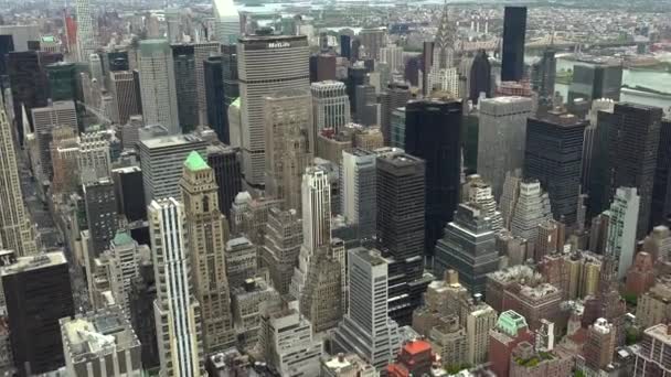 New York, cca květen: New Yorku Manhattan skyline mrakodrapy široký záběr z nejvyšší, reálném čase Panorama — Stock video