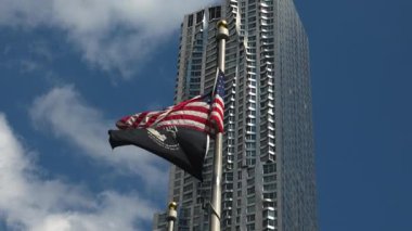 New York, Amerika Birleşik Devletleri - 2017 yaklaşık: merkezi sokak Gehry gökdelen New York alt Manhattan.ultrahd4k,real zamanında bir Oda 8 Spruce Caddesi