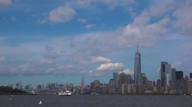 New York, 2017 yaklaşık: Manhattan ünlü Staten Adası feribot yolculuğu New York, ABD, gerçek zamanlı, ultra hd 4k Panoraması