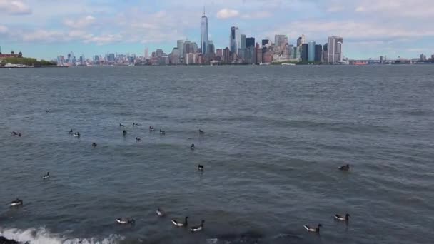 Vista panorámica de la ciudad de Nueva York, en tiempo real, ultra hd 4k — Vídeos de Stock