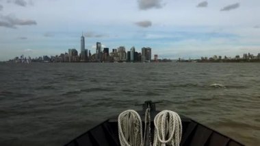 New York: Panoramik New York'ta bir gemi, zaman atlamalı, ultra hd 4 k gördün mü