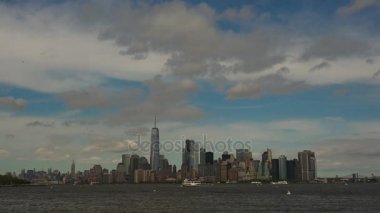 New York, 2017 yaklaşık: Manhattan ünlü Staten Adası feribot yolculuğu New York, ABD, gerçek zamanlı, ultra hd 4k Panoraması