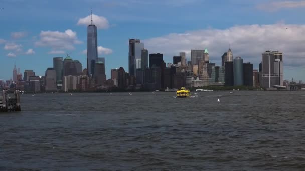 Panoramisch uitzicht over New York City, real-time, ultra hd 4k — Stockvideo