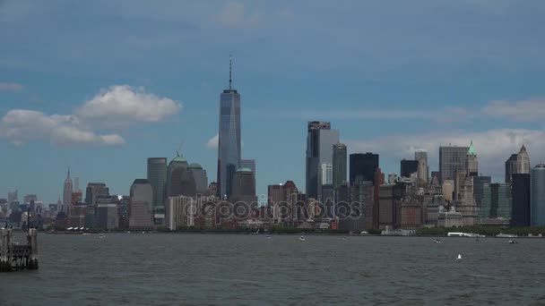 Panoramisch uitzicht over New York City, real-time, ultra hd 4k — Stockvideo