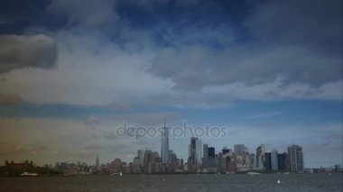 New York, ABD - Mayıs 2017: Görünüm Manhattan skyline gökdelenler, zaman atlamalı