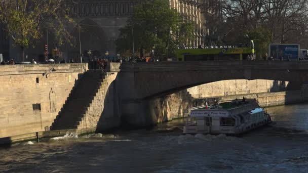 Paris, France, vers le 22 décembre : Les Champs-Elysées illuminés pour Noël et l'Arc de Triomphe en arrière-plan — Video