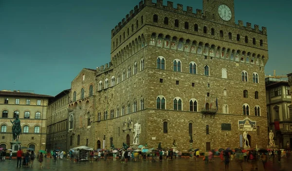Florens, Italien, Palazzo Vecchio och Piazza della Signoria, — Stockfoto