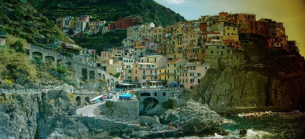 Miasta Manarola w regionie Cinque Terre, Włochy — Zdjęcie stockowe