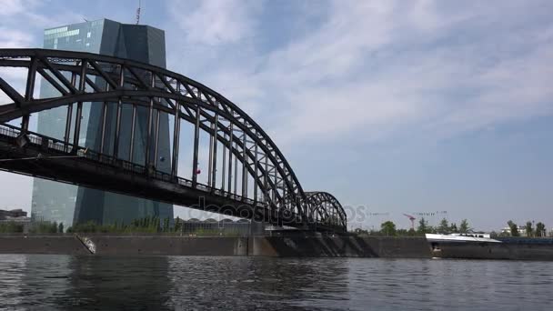 Het Nieuwe Europese Centralebank Hoofdkwartier Frankfurt Duitsland Real Time — Stockvideo