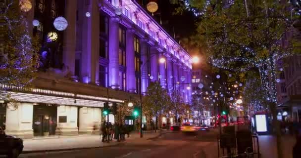 Visualizzazione Delle Luci Natale Oxford Street Vista Time Lapse — Video Stock