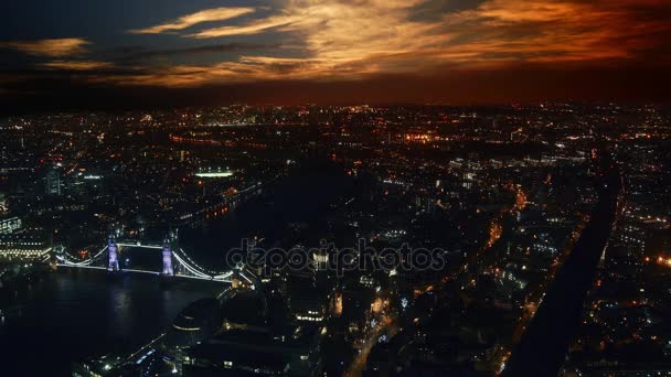 Aerial Shot Central London View River Thames Time Lapse Sunset — Stock Video