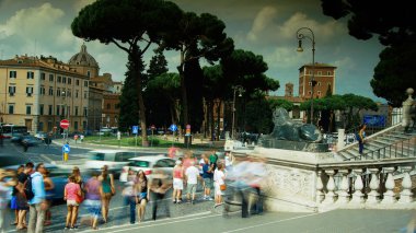 Piazza del Campidoglio Roma'da Capitoline Tepesi üzerinde.