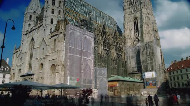 Vídeň Rakousko Katedrála Štěpána Stephansdom Vídeň Nejvýznamnější Památka Stephansdom Časový — Stock video